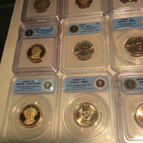 Valuable 20 ANACS & ICG Graded MS67 & Proof 70 Deep Cam Presidential Dollars Set - Picture 5 of 16